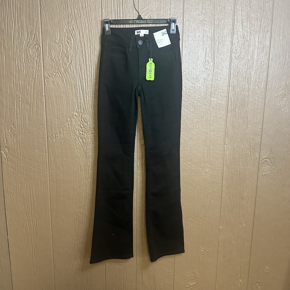 NWT SO Low Rise Curvy Bootcut Superstretch Black Jeans Size 0/24W Casual Junior